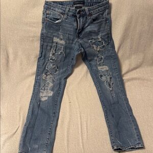 Distressed American Eagle Blue Jeans 27X28